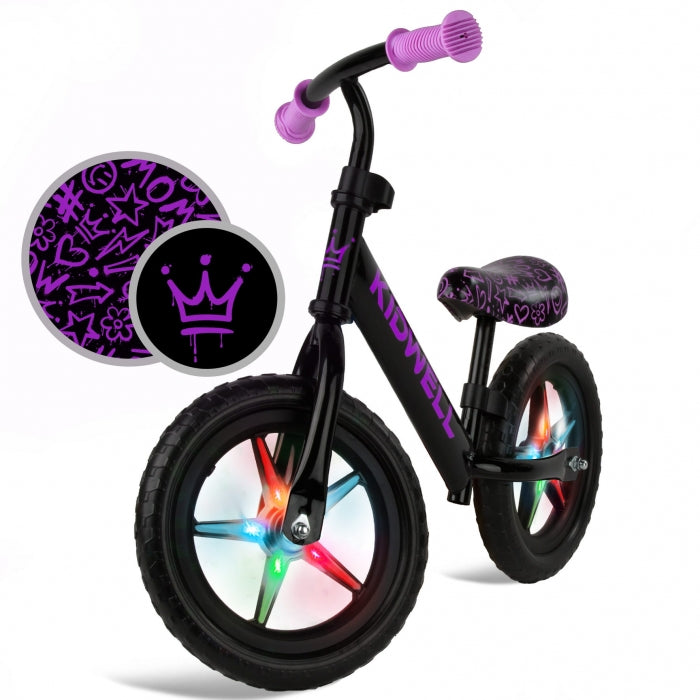 Bicicleta fara pedale cu LED Kidwell REBEL - Neon Pink