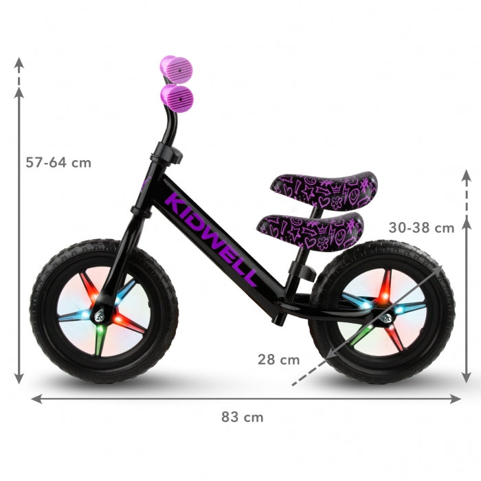 Bicicleta fara pedale cu LED Kidwell REBEL - Neon Pink