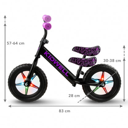 Bicicleta fara pedale cu LED Kidwell REBEL - Neon Pink