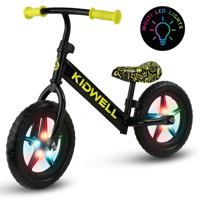 Bicicleta fara pedale cu LED Kidwell REBEL - Neon Yellow