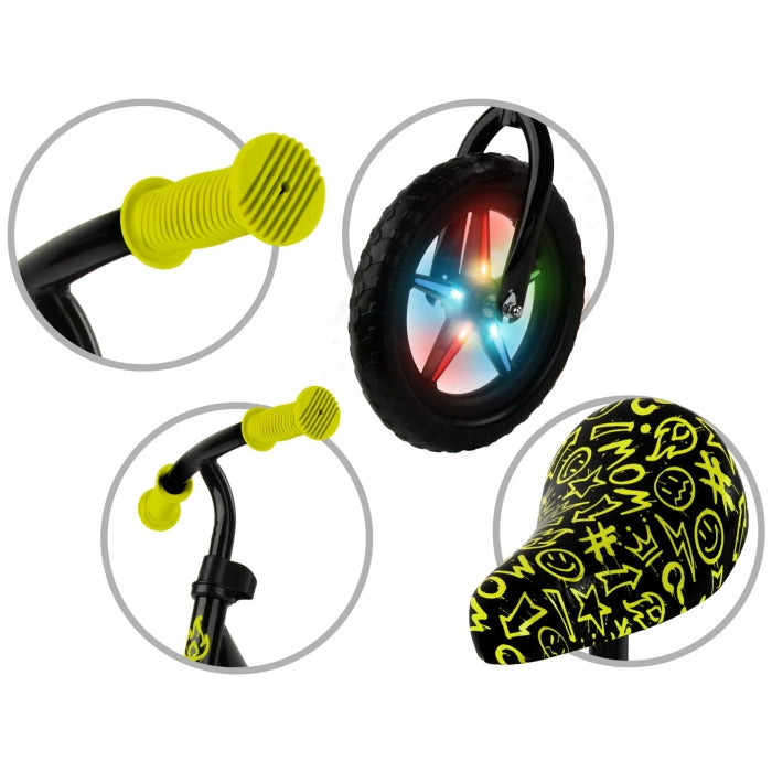 Bicicleta fara pedale cu LED Kidwell REBEL - Neon Yellow