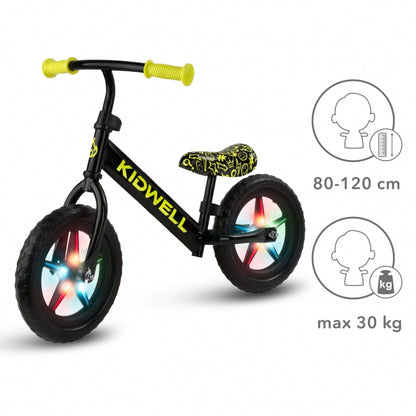 Bicicleta fara pedale cu LED Kidwell REBEL - Neon Yellow