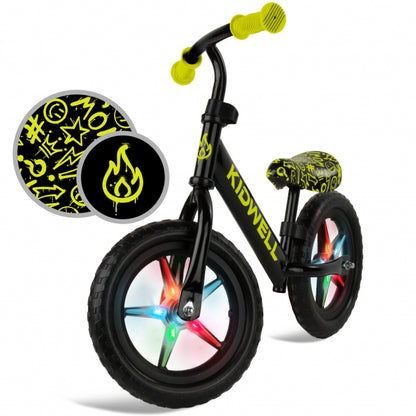 Bicicleta fara pedale cu LED Kidwell REBEL - Neon Yellow