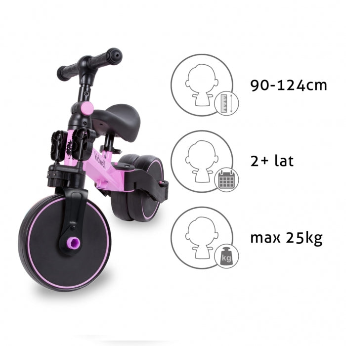 Tricicleta cu pedale 3 in 1 Kidwell Pico Pink Rose