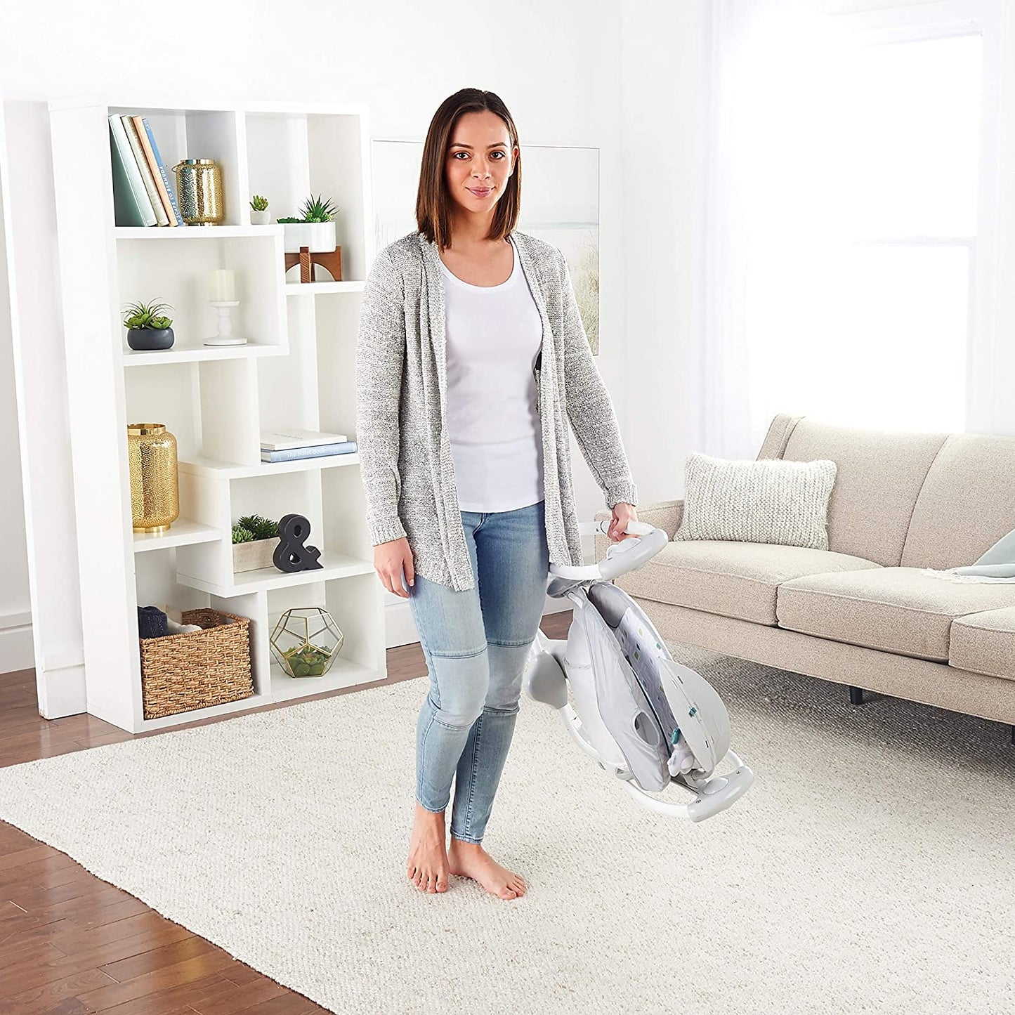 Ingenuity - Leagan portabil ConvertMe Swing 2 Seat Battery-Saver, Nash