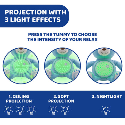 Jucarie cu proiectie Chicco Ursuletul bebelus, albastra, 0luni+