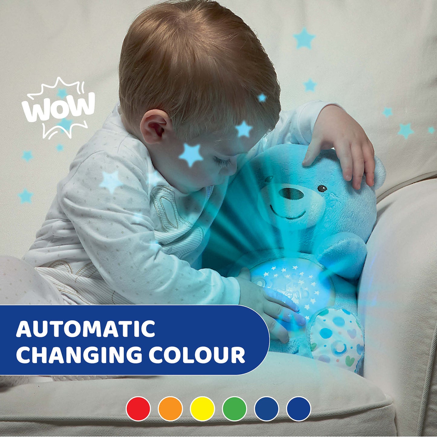 Jucarie cu proiectie Chicco Ursuletul bebelus, albastra, 0luni+