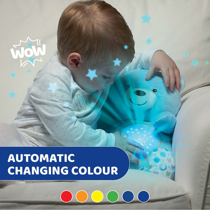 Jucarie cu proiectie Chicco Ursuletul bebelus, albastra, 0luni+