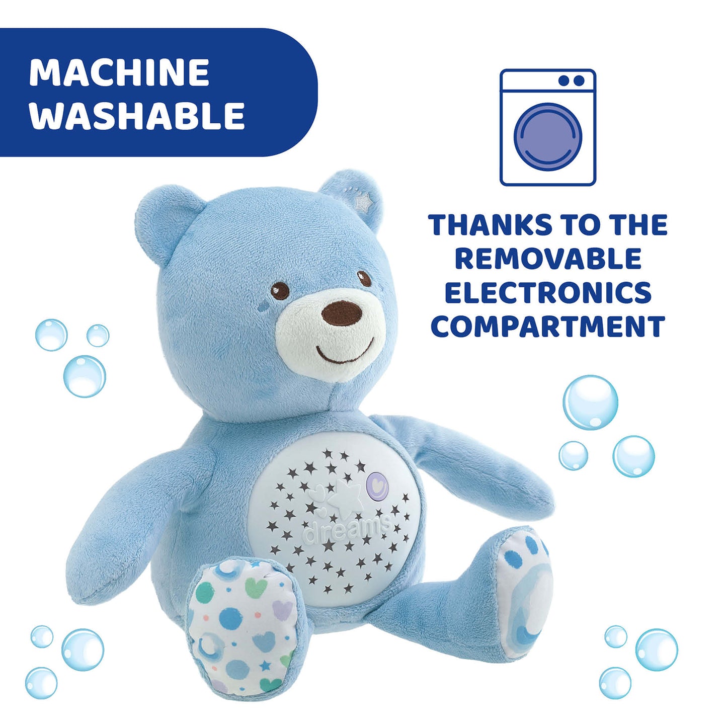 Jucarie cu proiectie Chicco Ursuletul bebelus, albastra, 0luni+