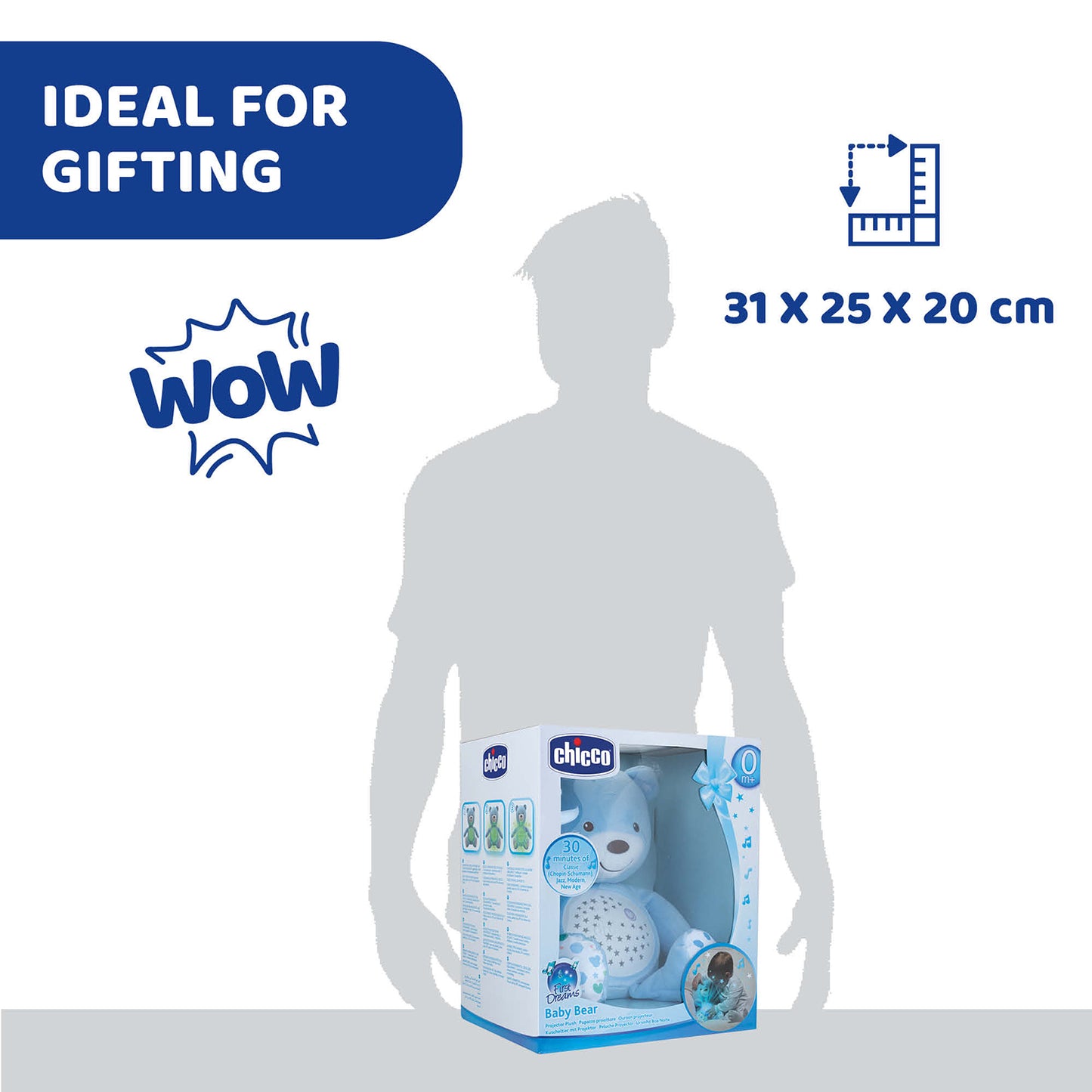 Jucarie cu proiectie Chicco Ursuletul bebelus, albastra, 0luni+