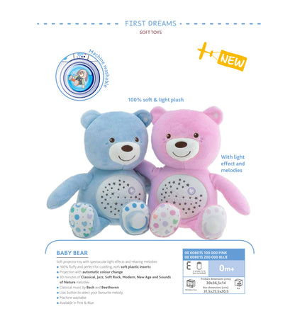 Jucarie cu proiectie Chicco Ursuletul bebelus, albastra, 0luni+