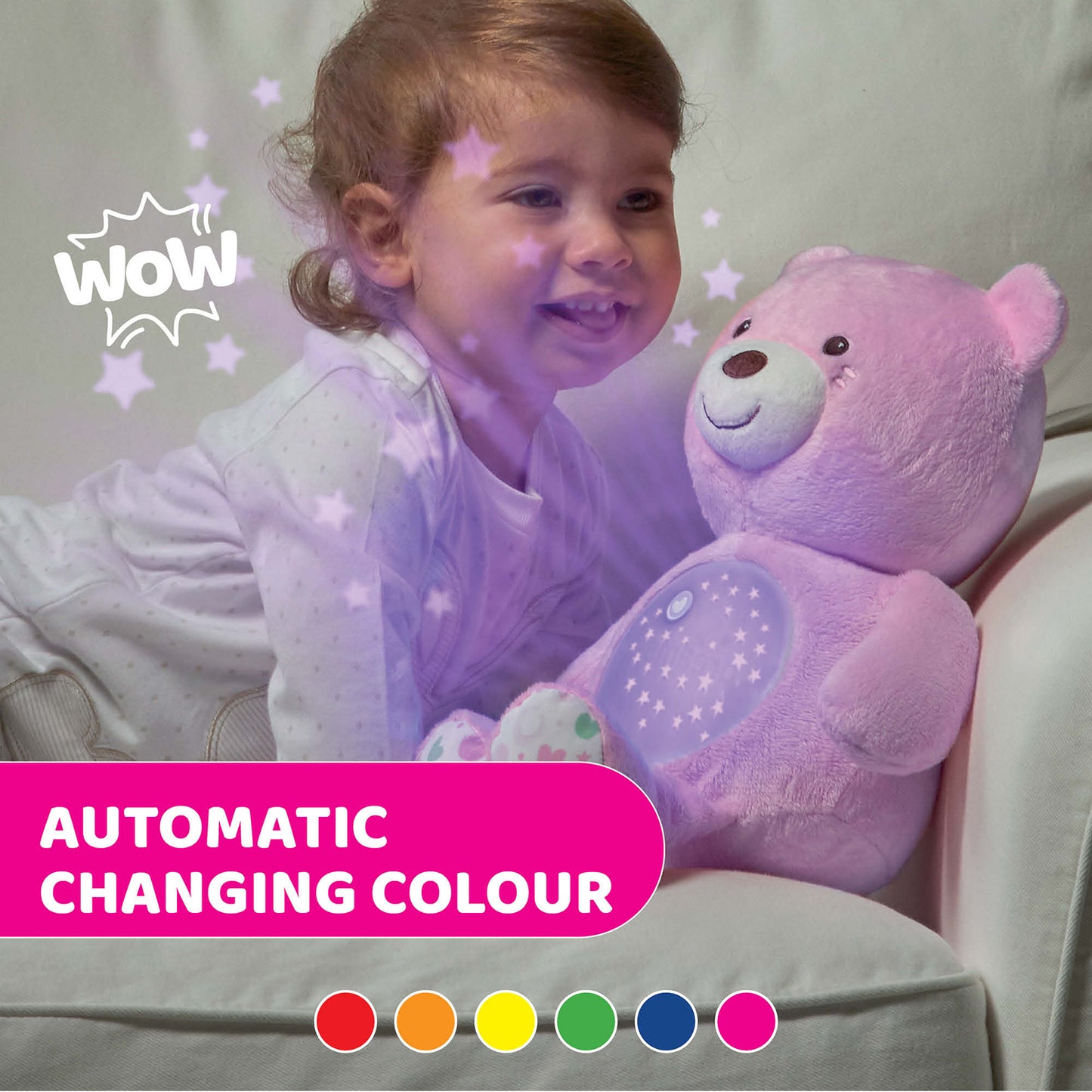 Jucarie cu proiectie Chicco Ursuletul bebelus, roz, 0luni+