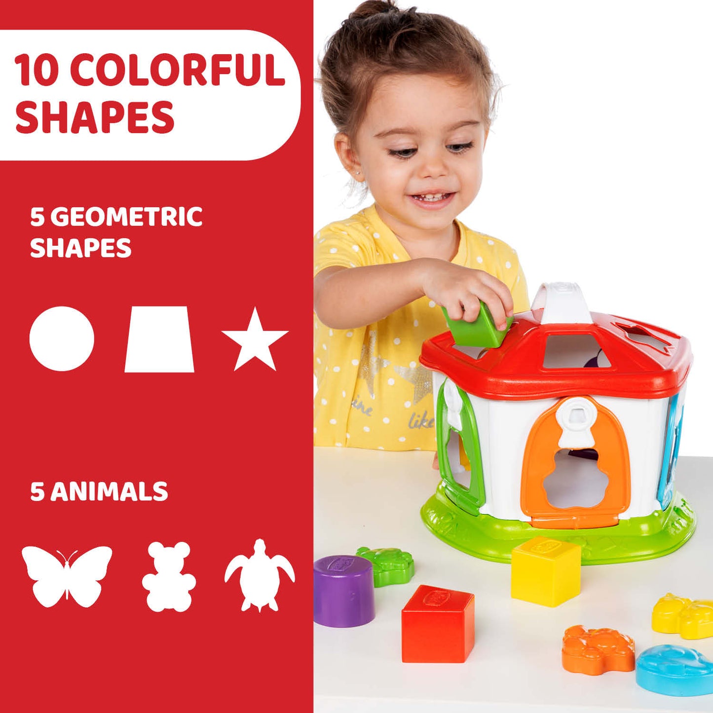 Jucarie educativa Chicco 2 in 1, Casuta cu animale, 1-4 ani