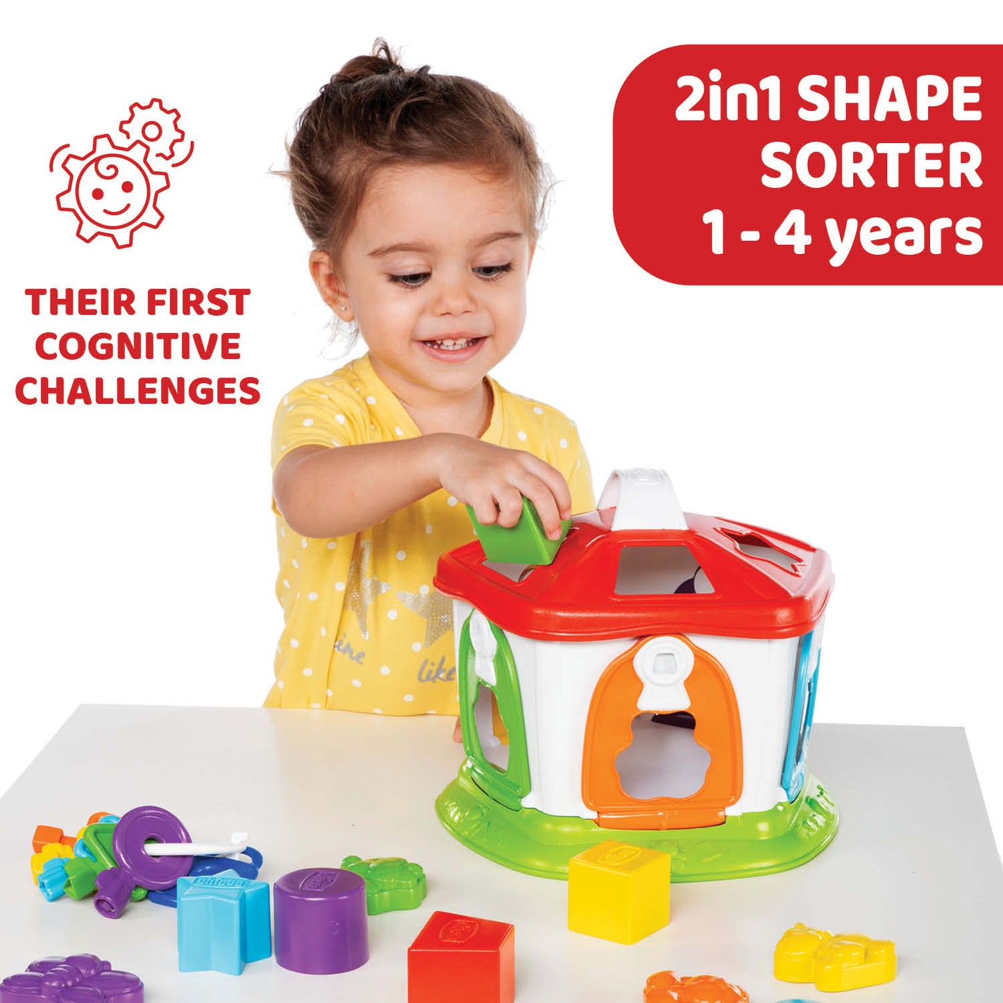 Jucarie educativa Chicco 2 in 1, Casuta cu animale, 1-4 ani