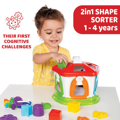 Jucarie educativa Chicco 2 in 1, Casuta cu animale, 1-4 ani