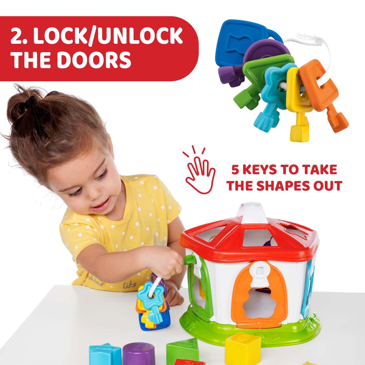 Jucarie educativa Chicco 2 in 1, Casuta cu animale, 1-4 ani