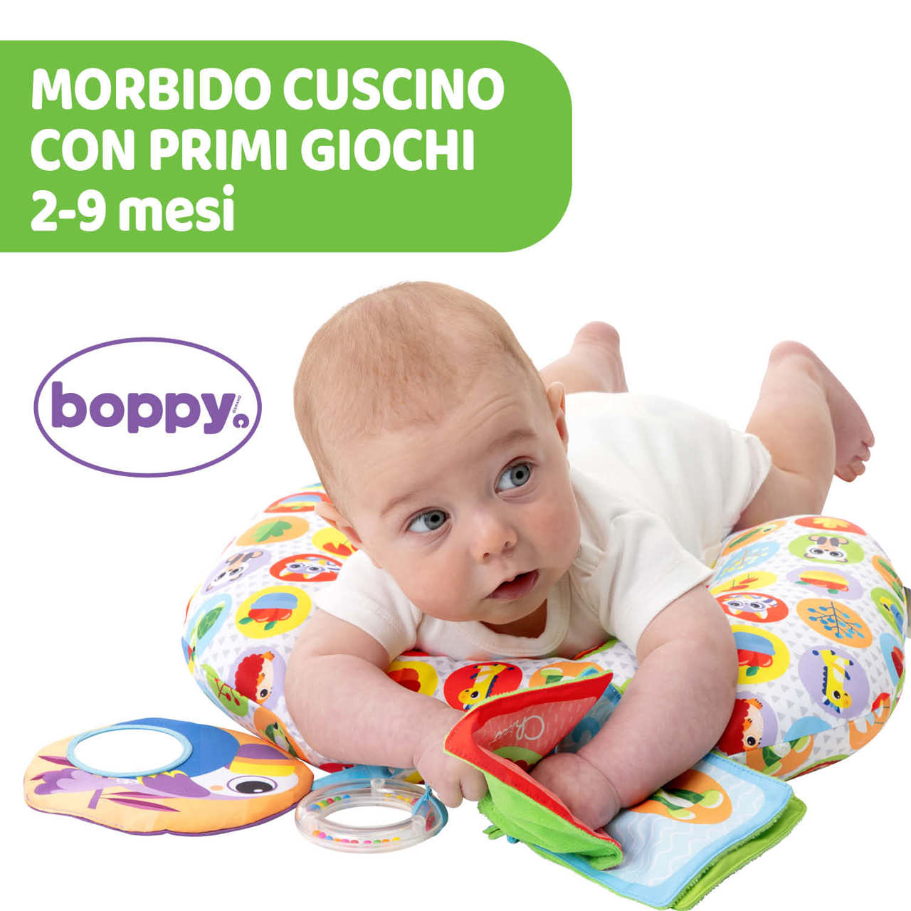 Jucarie pernuta Chicco pentru animalute Tummy time, 2-9luni