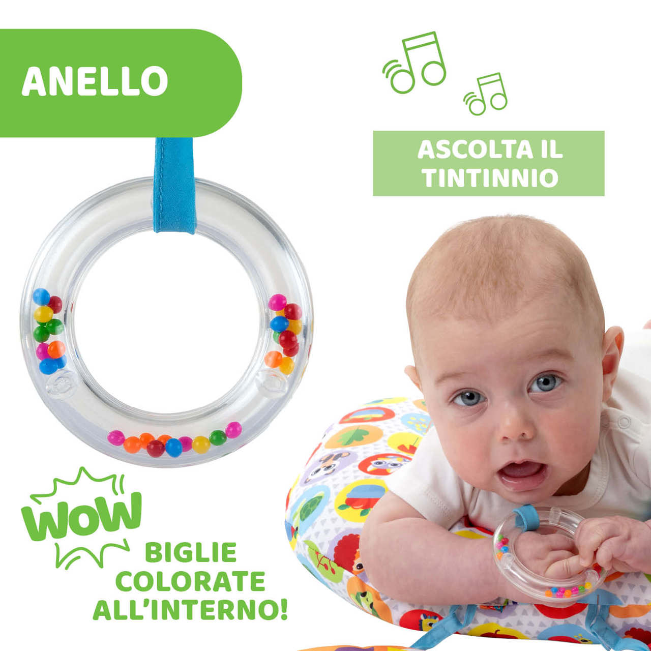 Jucarie pernuta Chicco pentru animalute Tummy time, 2-9luni