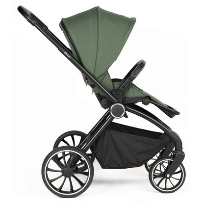 BabyGo - Carucior 3 in 1 Harmony Green cu maner reglabil pe inaltime, cadru Black