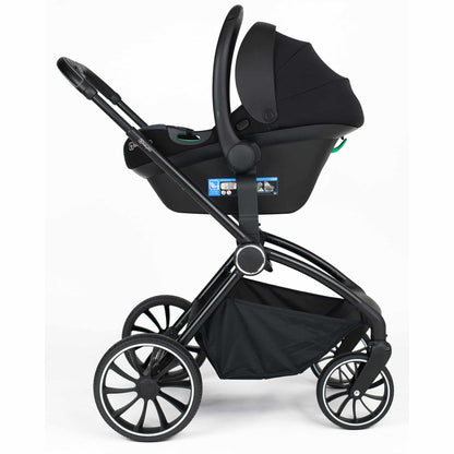 BabyGo - Carucior 3 in 1 Harmony Green cu maner reglabil pe inaltime, cadru Black