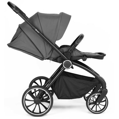BabyGo - Carucior 3 in 1 Harmony Grey cu maner reglabil pe inaltime, cadru Black