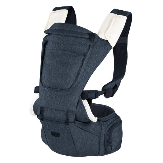 Marsupiu ergonomic multifunctional Chicco Hip Seat cu suport pentru sold, Denim (albastru), 0luni+