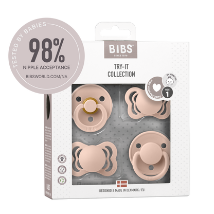 BIBS - Set 4 suzete Try-it collection 0 luni +-Blush