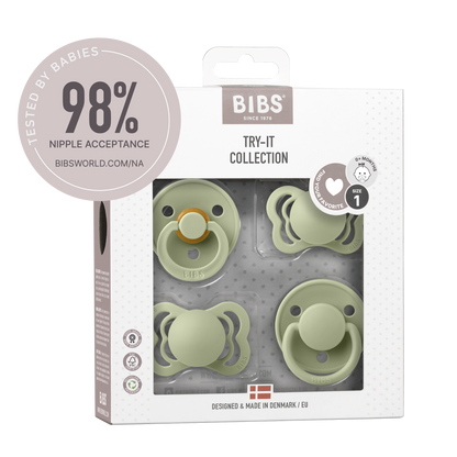 BIBS - Set 4 suzete Try-it collection 0 luni +-Sage