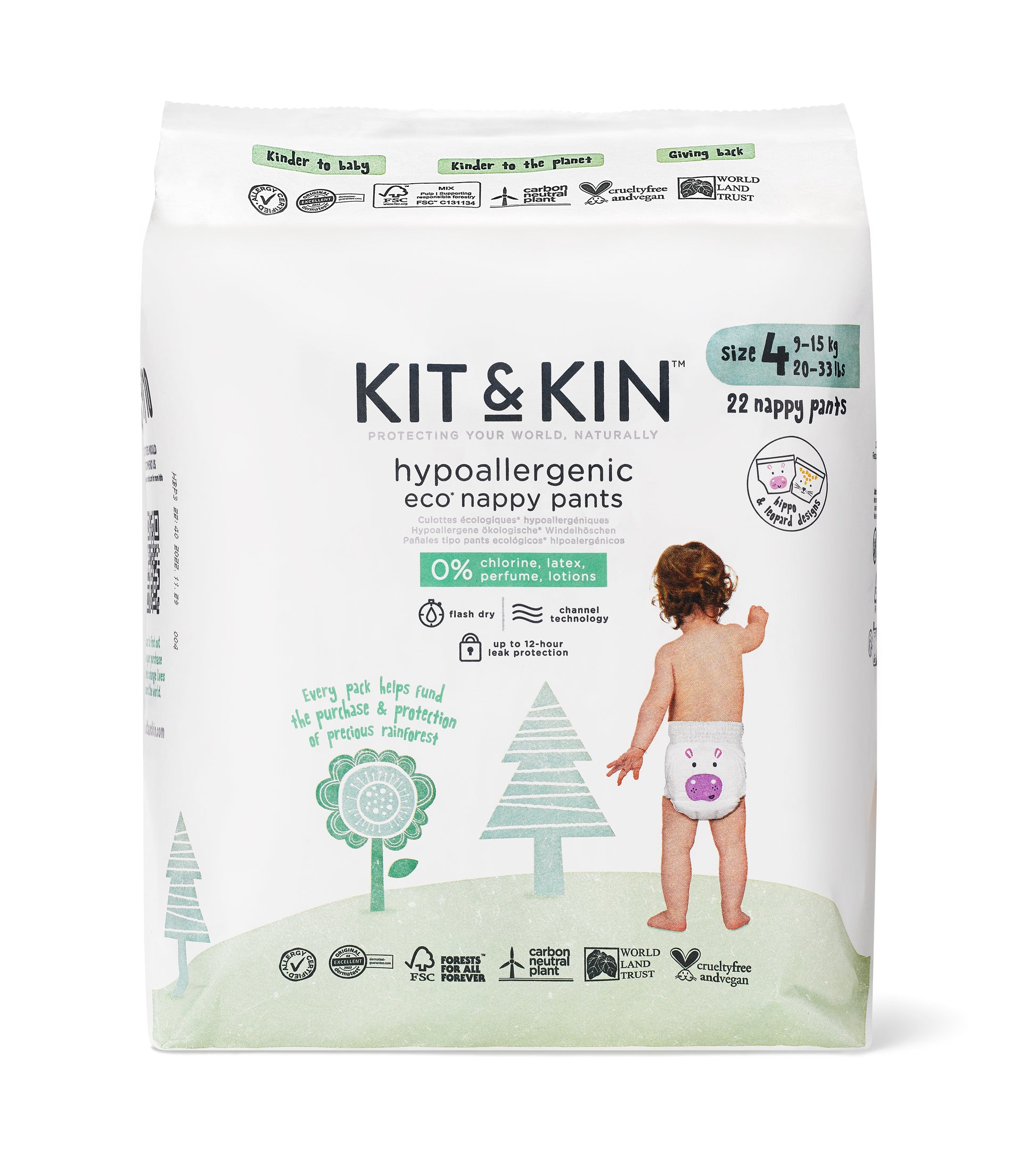 Scutece Hipoalergenice Eco Kit&Kin Chilotel Maxi, Marimea 4, 9-15 kg, 22 buc  18109 KKS4PANTSHL