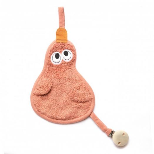 Textil din bambus pentru dentitie cu agatatoare suzeta din lemn Para Apricot Blush 11256 TM-TUTEE-533