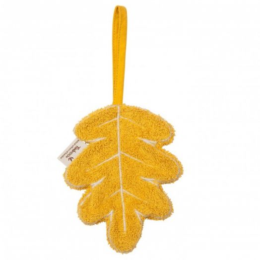 Textil din bambus pentru dentitie cu agatatoare suzeta Frunza Ocru 11244 TM-TUT01-528