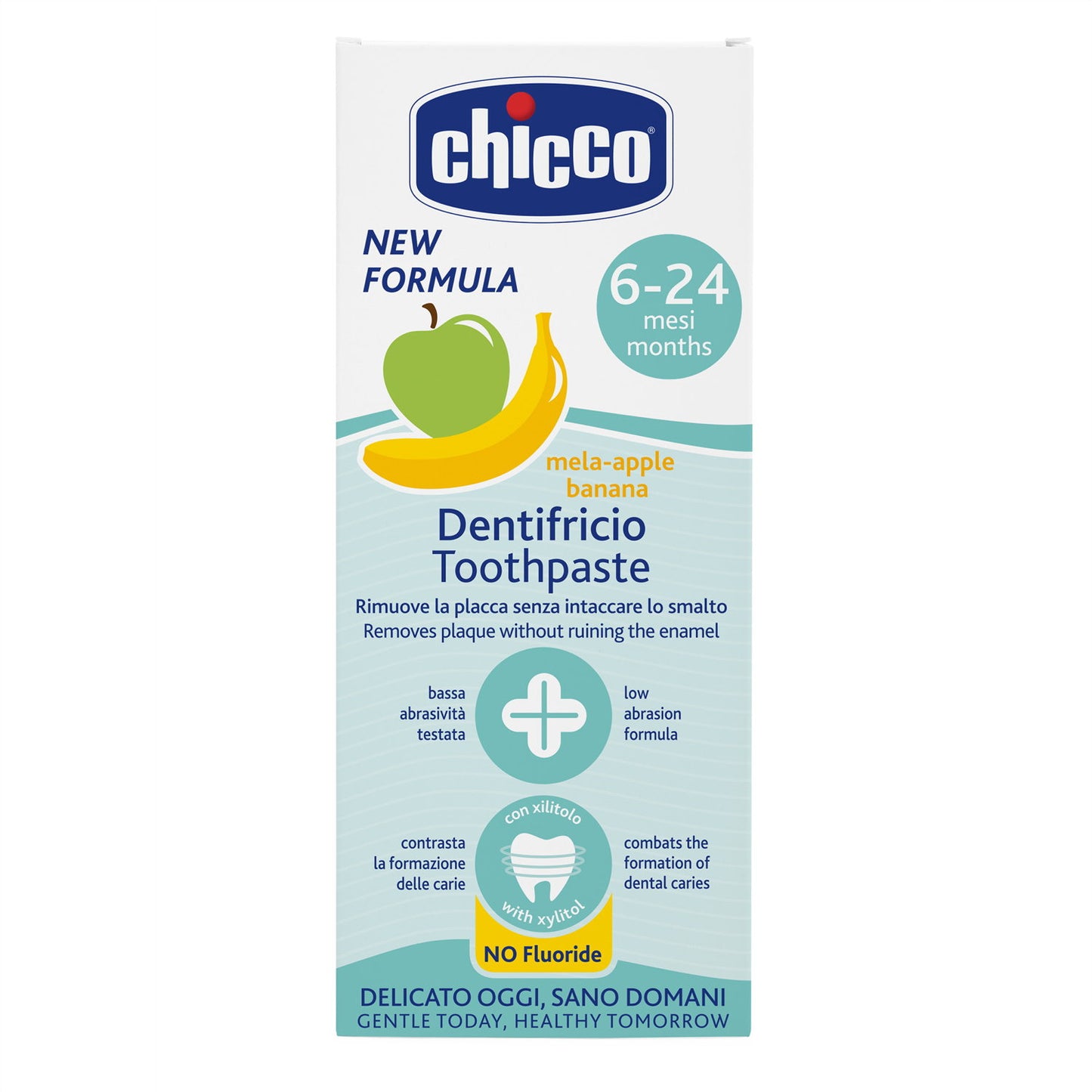 Pasta de dinti Chicco fara fluor cu aroma de mar si banana, 50ml, 6-24luni