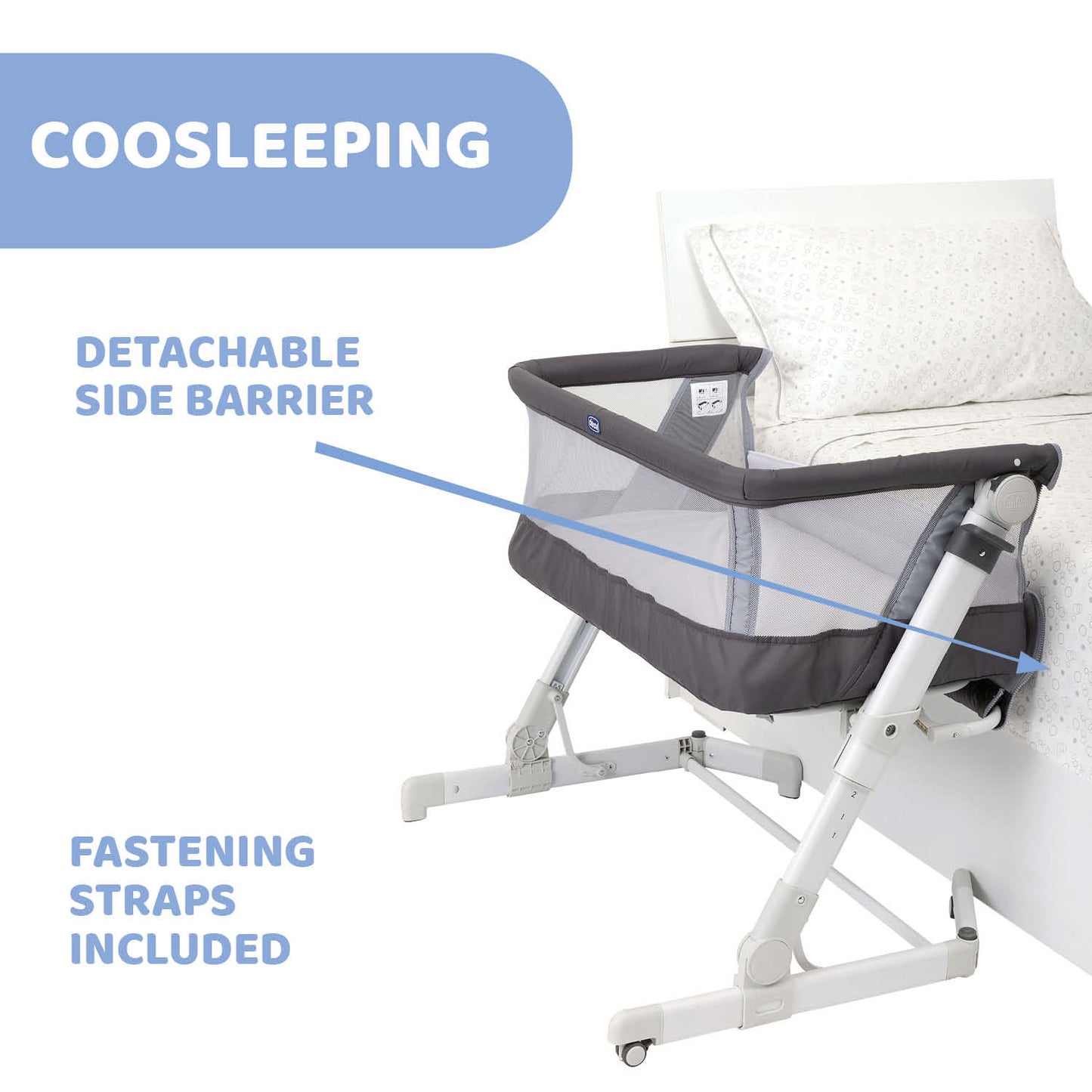 Patut atasabil Chicco Next2Me PopUp, Atmoshpere(Gri), 0luni+