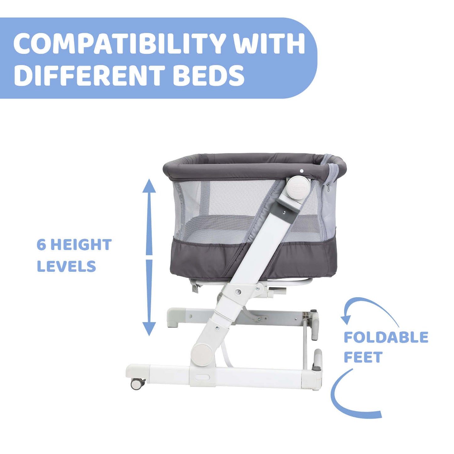 Patut atasabil Chicco Next2Me PopUp, Atmoshpere(Gri), 0luni+