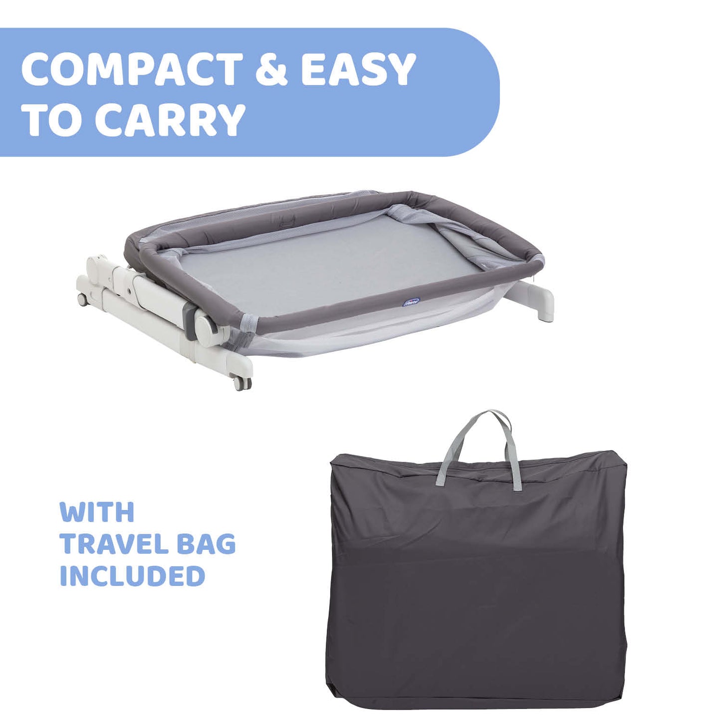 Patut atasabil Chicco Next2Me PopUp, Atmoshpere(Gri), 0luni+