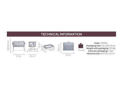 Patut atasabil Chicco Next2Me PopUp, Atmoshpere(Gri), 0luni+