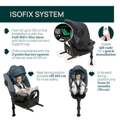 Scaun auto Chicco Bi-Seat i-Size Air cu baza Isofix, BlackAir (negru), 40-150 cm (de la nastere pana la 12 ani)