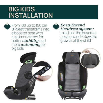 Scaun auto Chicco Bi-Seat i-Size Air cu baza Isofix, BlackAir (negru), 40-150 cm (de la nastere pana la 12 ani)