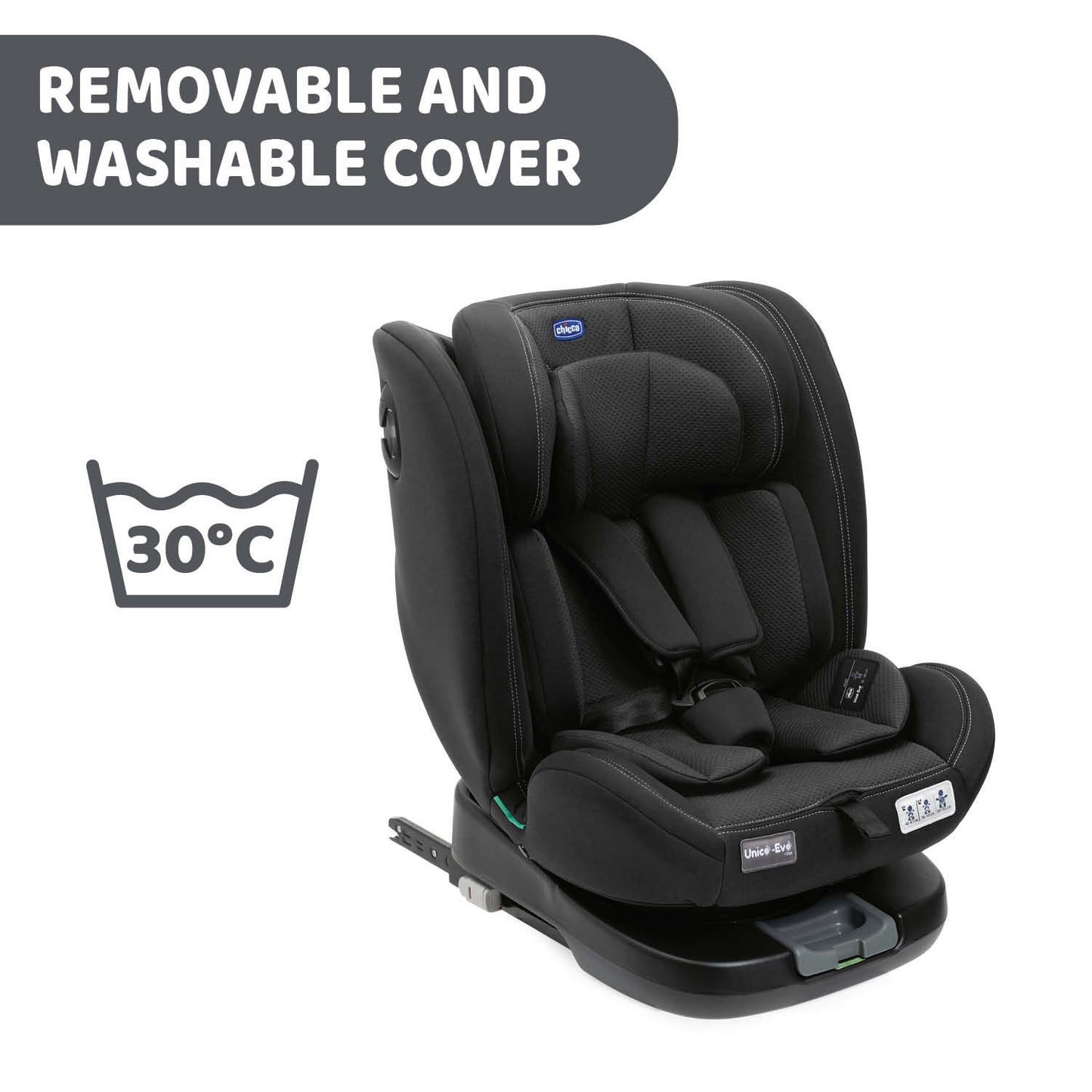 Scaun auto rotativ Chicco Unico EVO i-Size, Black (Negru), de la nastere pana la 12 ani (40-150 cm)