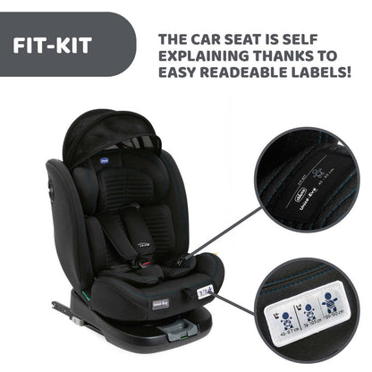 Scaun auto rotativ Chicco Unico EVO i-Size, BlackAir (Negru), de la nastere pana la 12 ani (40-150 cm)