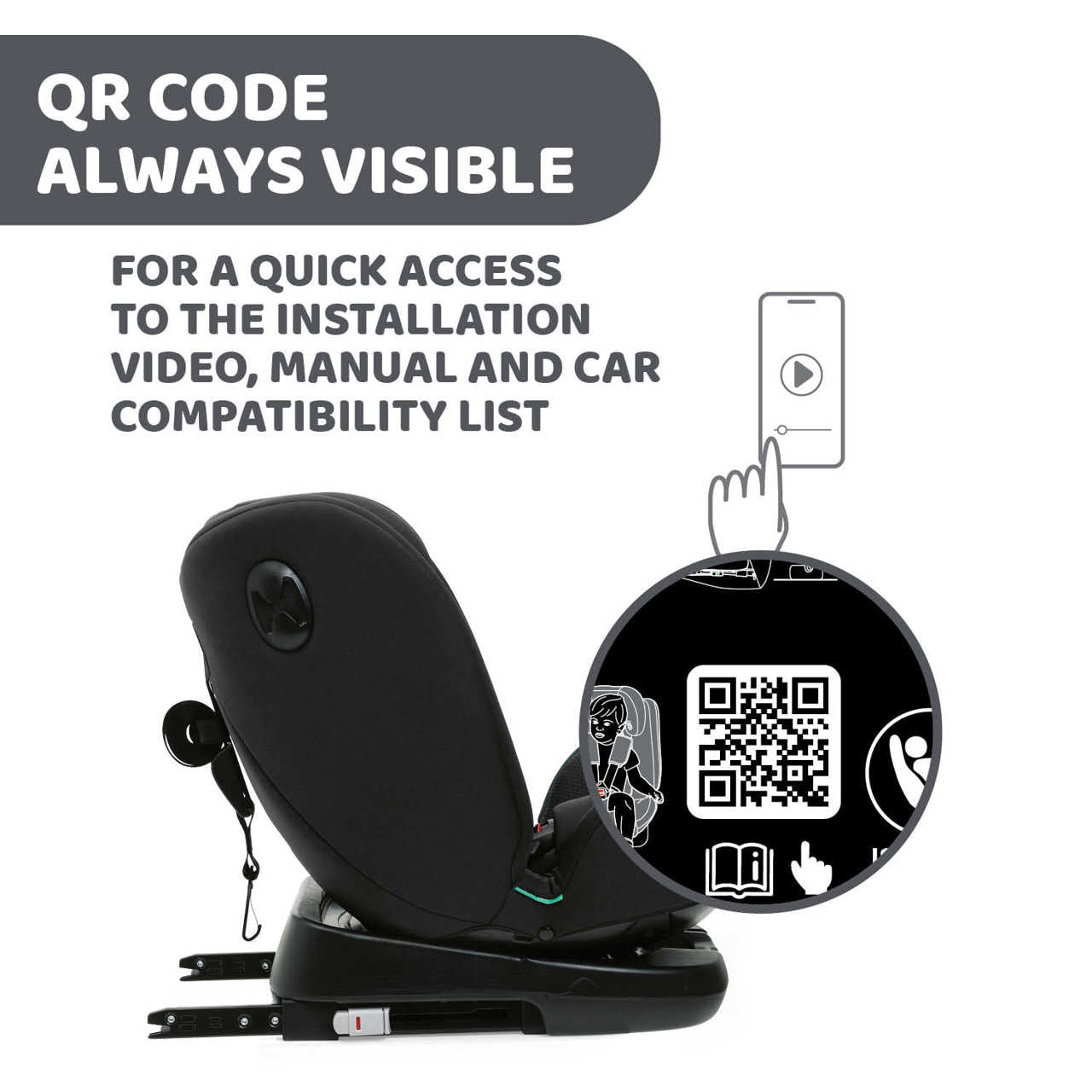 Scaun auto rotativ Chicco Unico EVO i-Size, BlackAir (Negru), de la nastere pana la 12 ani (40-150 cm)