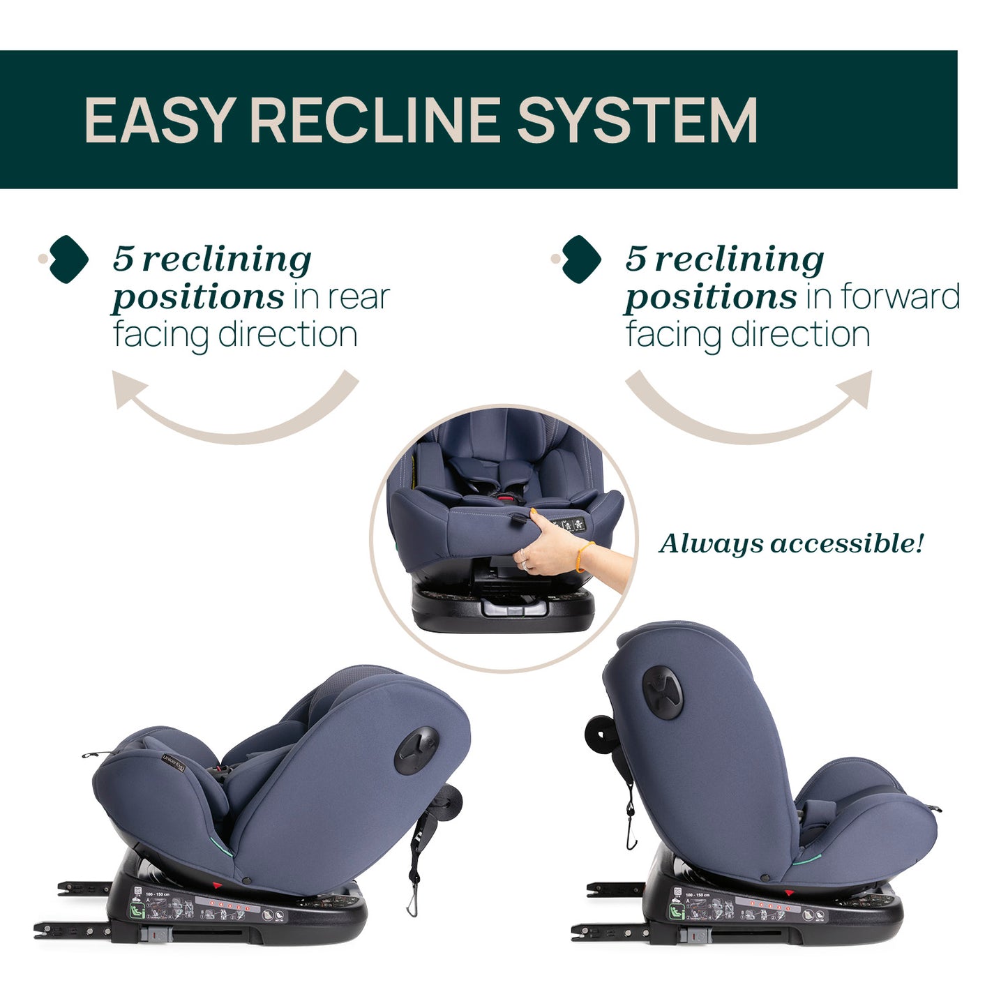 Scaun auto rotativ Chicco Unico EVO i-Size, IndiaInk (Albastru), de la nastere pana la 12 ani (40-150 cm)