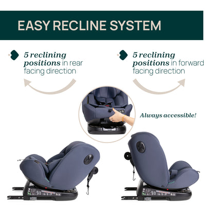 Scaun auto rotativ Chicco Unico EVO i-Size, IndiaInk (Albastru), de la nastere pana la 12 ani (40-150 cm)