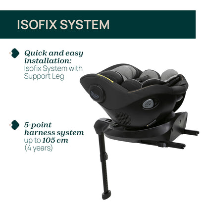 Scaun auto rotativ cu baza isofix Chicco Seat 105 i-Size, Posh Black, 40-105cm, de la nastere pana la 4 ani