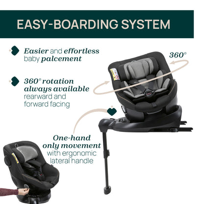 Scaun auto rotativ cu baza isofix Chicco Seat 105 i-Size, Posh Black, 40-105cm, de la nastere pana la 4 ani