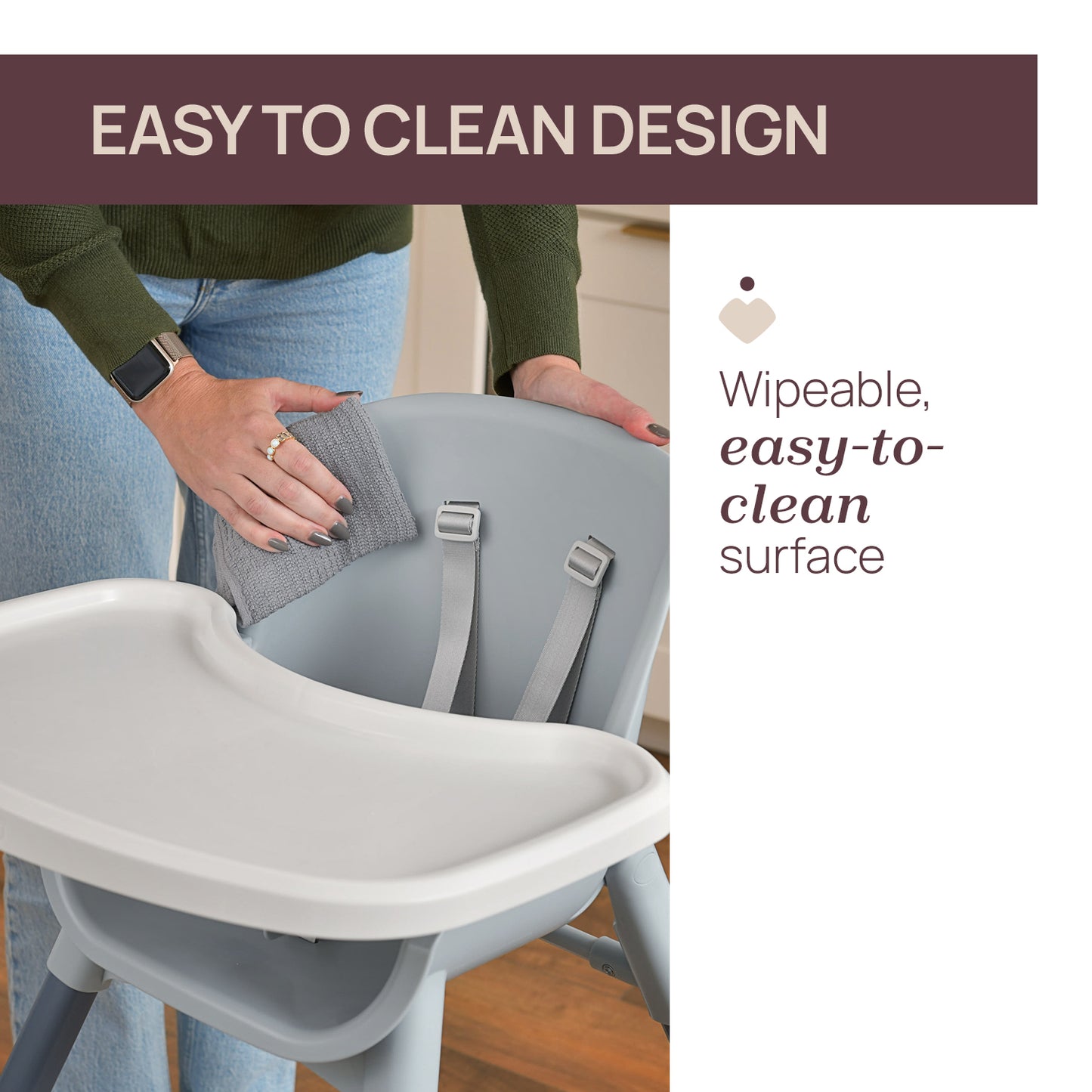 Scaun de masa Chicco evolutiv 3 in 1 Polly Zest, Moon Grey (Gri), 6luni+