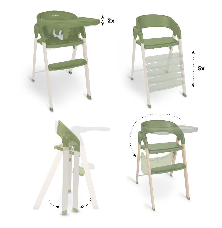 BabyGo - Scaun de masa 3 in 1 transformabil Levels Khaki