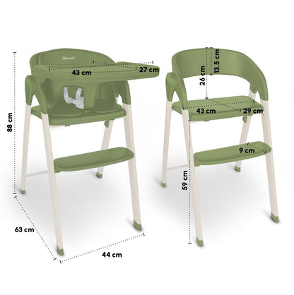 BabyGo - Scaun de masa 3 in 1 transformabil Levels Khaki