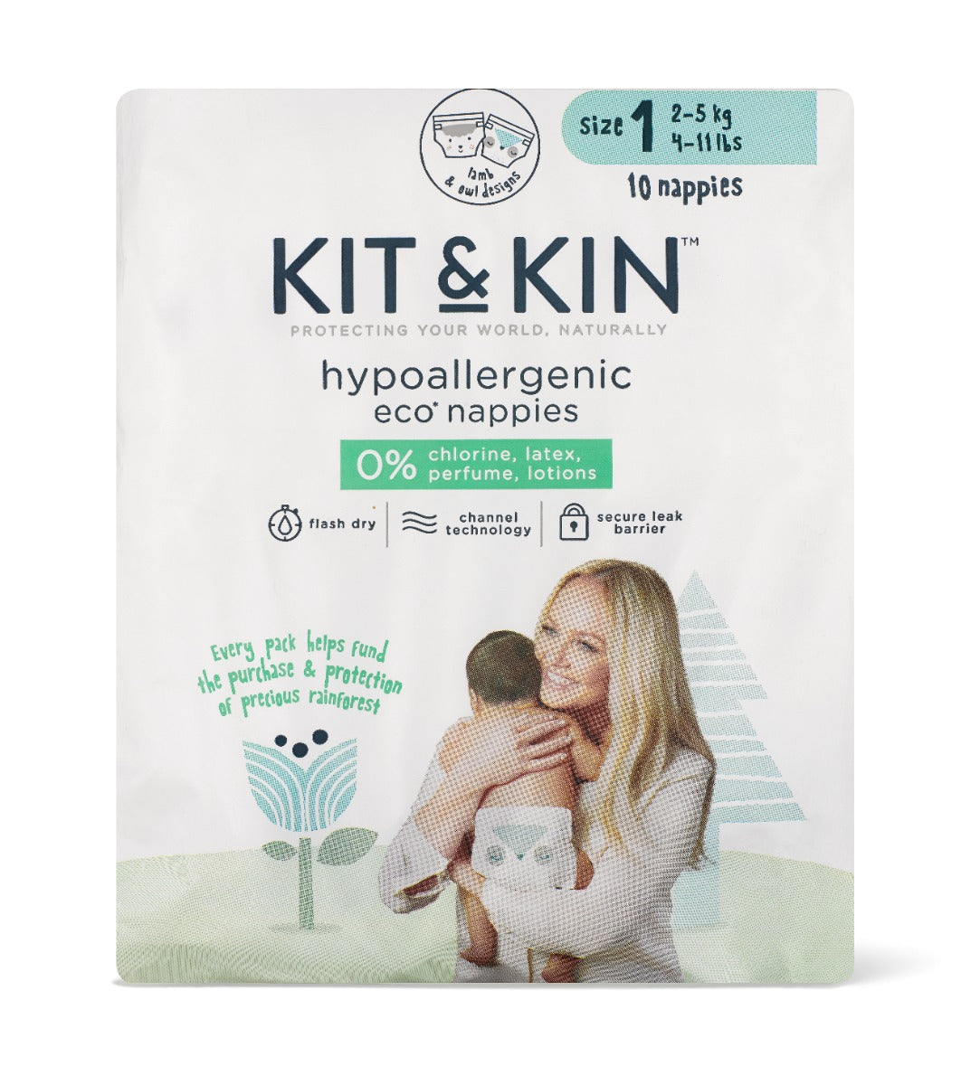 Scutece Hipoalergenice Eco Kit&Kin, Marimea 1, 2-5 kg, 10 buc