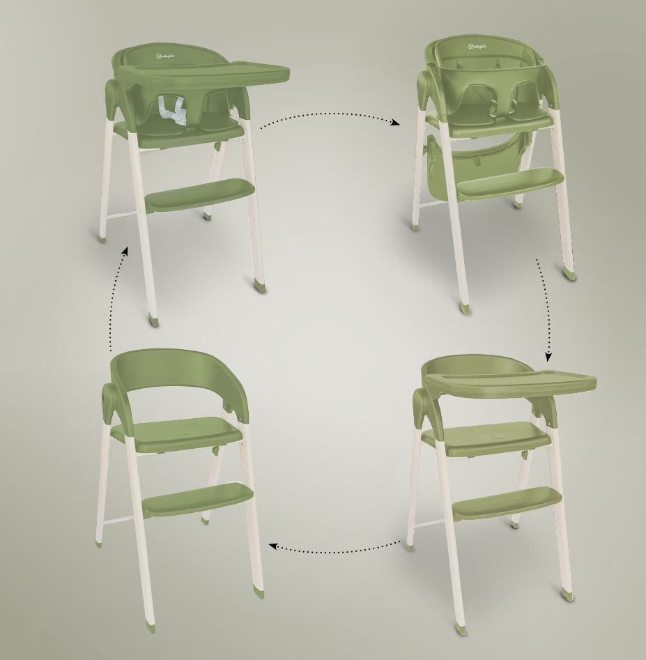 BabyGo - Scaun de masa 3 in 1 transformabil Levels Khaki